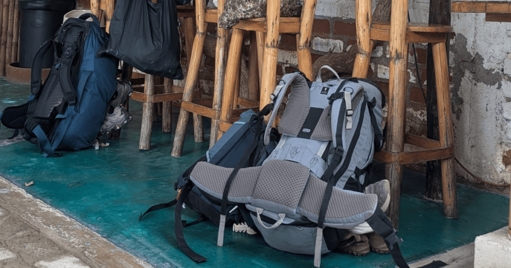 even though I'm scared - backpacks on the floor