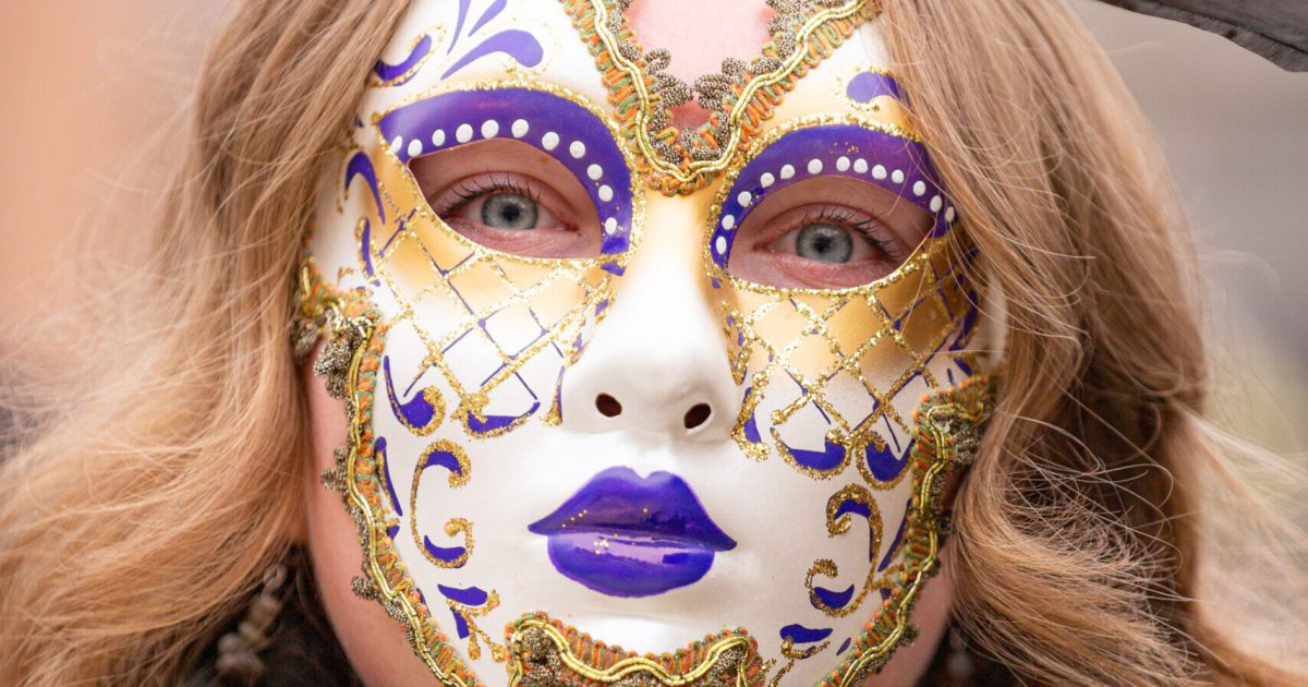 Close-up mask during Venice carnival